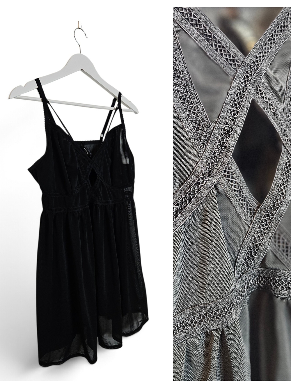 Torrid Babydoll Chemise Size 2 Strappy Sheer Mesh Lingerie Black
